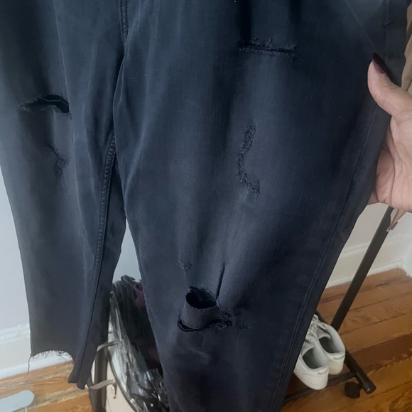 Anthropologie Distressed Black Straight Leg Jeans - Picture 5 of 7